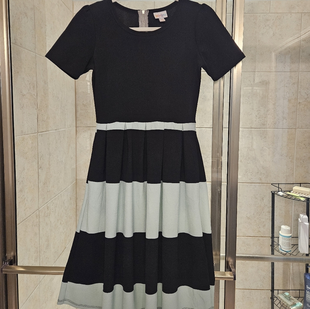 Lularoe Amelia dress black and light blue size xs